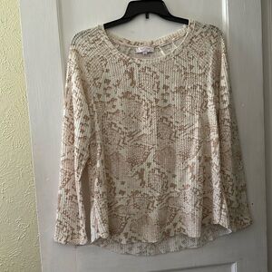 New Directions Studio Snake Animal Print Lightweight Crew Neck Sweater Top